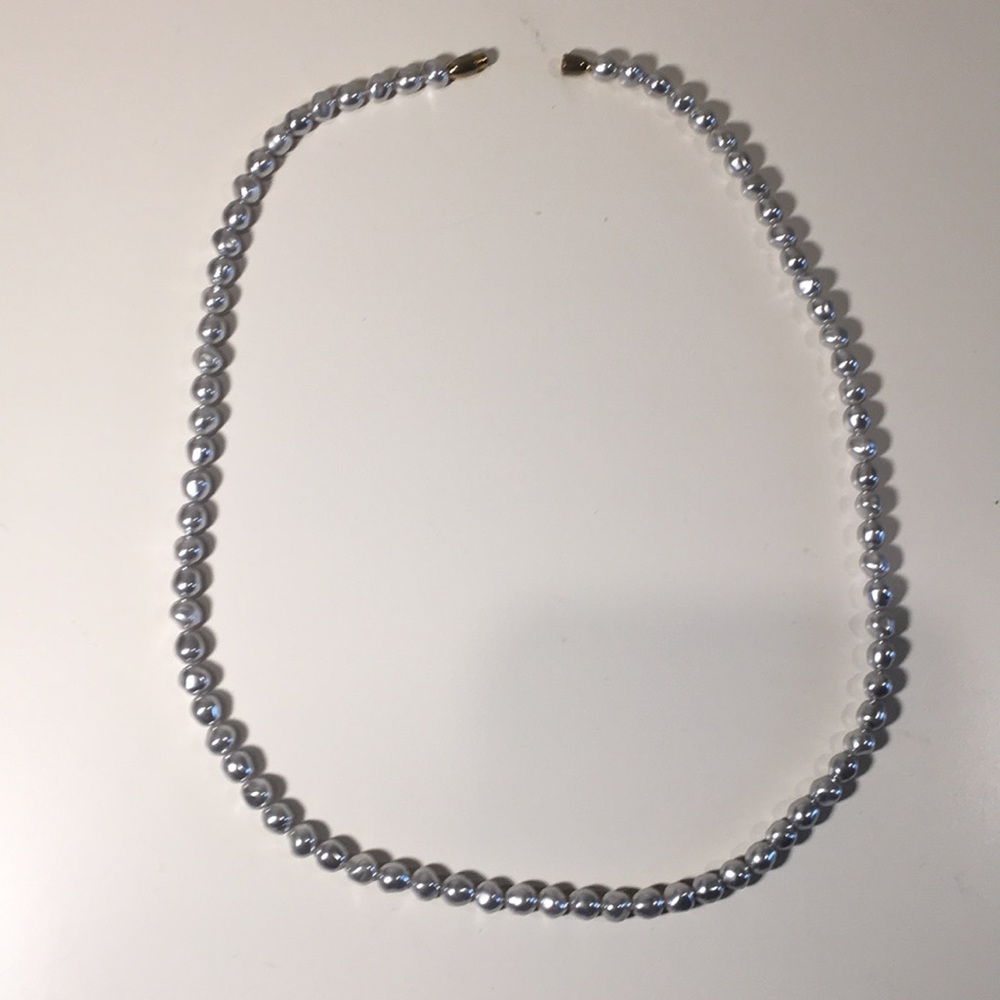 Faux grey pearl necklace